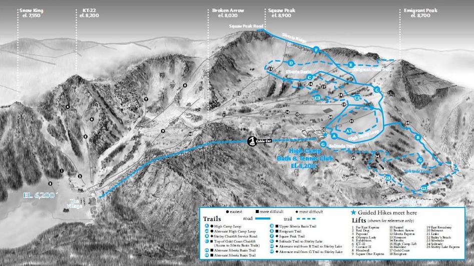 Squaw Valley Hiking Map